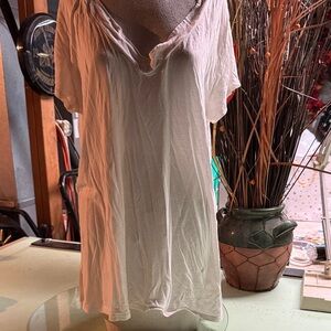 White V-Neck long T-Shirt